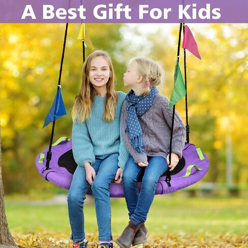 Tree Swing, Saucer Swing 40 Inch for Kids, 900lbs Weight Capacity, with Adjustable Hanging Straps, for Backyard and Outdoor Playground, Purple in Saudi Arabia