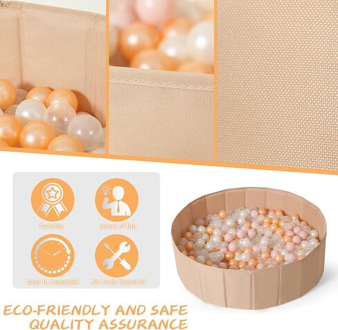 TRENDPLAY Ball Pit for Toddlers Babies Children Collapsible Ball Pits Play Tent, Crawl Playpen Ball Pool Playhouse Playpen with Storage Bag, for Boys Girls Birthday, Beige in Kuwait