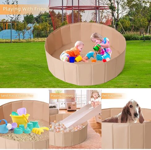TRENDPLAY Ball Pit for Toddlers Babies Children Collapsible Ball Pits Play Tent, Crawl Playpen Ball Pool Playhouse Playpen with Storage Bag, for Boys Girls Birthday, Beige in Kuwait