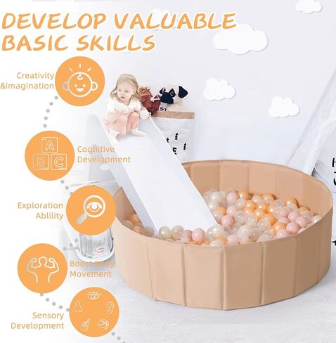 TRENDPLAY Ball Pit for Toddlers Babies Children Collapsible Ball Pits Play Tent, Crawl Playpen Ball Pool Playhouse Playpen with Storage Bag, for Boys Girls Birthday, Beige in Kuwait