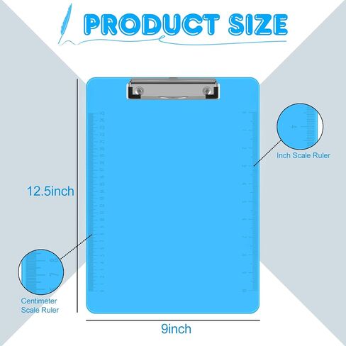 Clipboards, HERKKA 25 Pack Plastic Clipboards Low Profile Clip Standard A4 Letter Size, Assorted Transparent Color, for Classroom and Office Use in Kuwait