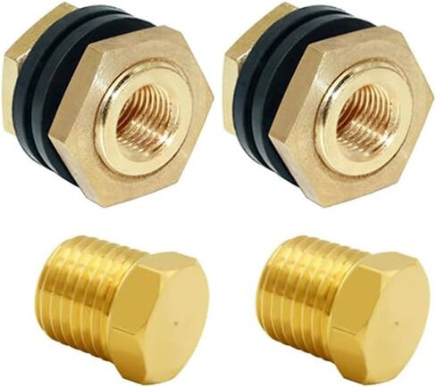 Joywayus 2Set Brass Male Bulkhead Kit Include 1/4" NPT Female 1/2" Male Water Tank Connector Threaded And 1/4" NPT Male Outer Hex Head End Pipe Plug with Rubber Gasket in Kuwait