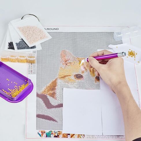 Diamond Art Accessories,DIY Diamond Paintings Accessories and Tools Kit with Diamond Paintings Pen with Light,Storage Box,Wax,Trays,Mat,Release Paper for Adult Beginner (Purple) in Saudi Arabia