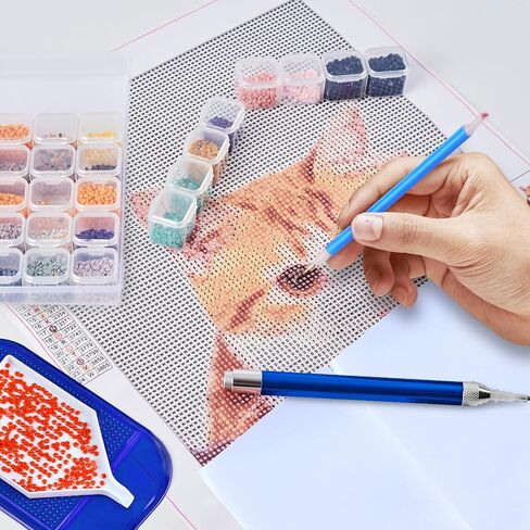 Diamond Art Accessories,DIY Diamond Paintings Accessories and Tools Kit with Diamond Paintings Pen with Light,Storage Box,Wax,Trays,Mat,Release Paper for Adult Beginner (Purple) in Saudi Arabia