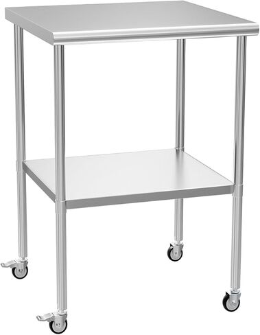 Stainless Steel Table with Wheels 24 x 60 Inches Metal Prep Table with Adjustable Undershelf for Commercial Kitchen, Outdoor, Restaurant, Hotel & Garage in Saudi Arabia