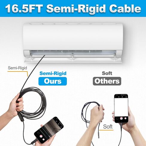 كاميرا المنظار مع عدسة واحدة خفيفة 1920P HD Borescope مع 8 منظار LED قابل للتعديل بطول 11.5FT كابل ثعبان شبه صلب 8 مم IP67 كاميرا فحص مقاومة للماء لهواتف iPhone وiPad وAndroid in Kuwait