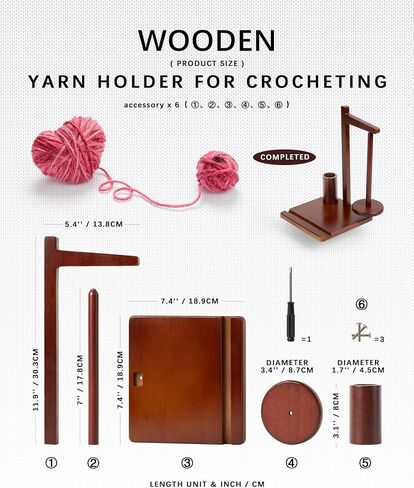 Hefild Magnetic Yarn Holder for Crocheting with Phone Stand– 360° Spinning Spindle for Tangle-Free Yarn Ball Holder Spinner, Solid Wood Construction, Ideal for Knitting & Crochet Projects in Kuwait