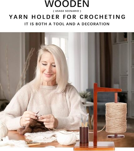 Hefild Magnetic Yarn Holder for Crocheting with Phone Stand– 360° Spinning Spindle for Tangle-Free Yarn Ball Holder Spinner, Solid Wood Construction, Ideal for Knitting & Crochet Projects in Kuwait