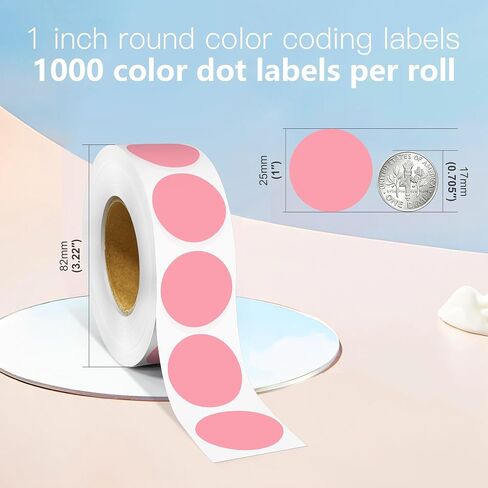 1 Inch Round Color Coding Labels, 1000 PCS Per Roll Removable Color Coding Dot Stickers, Round Color Dot Labels for Organizing, Filing, and Storage (Pink) in Kuwait