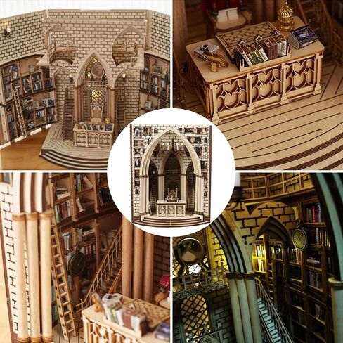 طقم زاوية Book Lead Lead للبالغين - Pookend Decorative Stand -3d Wooden Puzzle للبالغين ، BookNook Bookshelf Insert Decor Decor in Kuwait