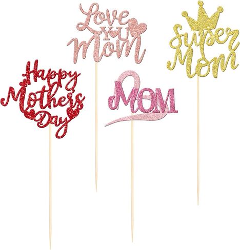 12 PCS Happy Mother's Centerpiece Sticks Double -Side Glitter Love Super Mom Best Mom Centerces for Happy Mother's Templing Thail in Kuwait