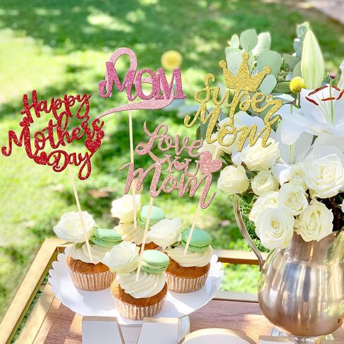 12 PCS Happy Mother's Centerpiece Sticks Double -Side Glitter Love Super Mom Best Mom Centerces for Happy Mother's Templing Thail in Kuwait
