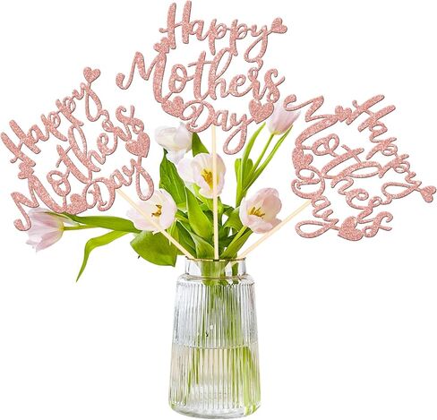 12 PCS Happy Mother's Centerpiece Sticks Double -Side Glitter Love Super Mom Best Mom Centerces for Happy Mother's Templing Thail in Kuwait