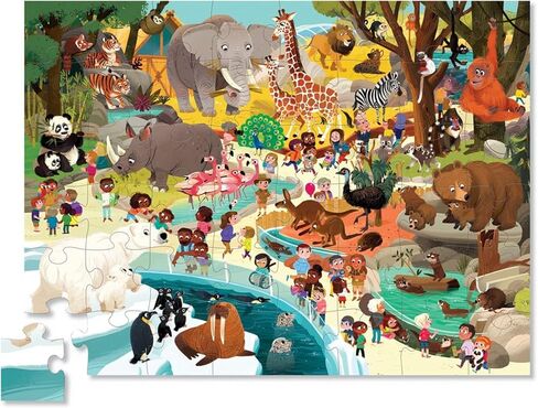 Crocodile Creek Above + Below 48-Piece Jigsaw Floor Puzzle - Fun Floor Puzzles for Kids Ages 4-8 - Dinosaur World - 27 x 20 inches Finished in Kuwait