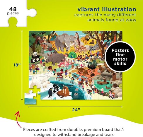 Crocodile Creek Above + Below 48-Piece Jigsaw Floor Puzzle - Fun Floor Puzzles for Kids Ages 4-8 - Dinosaur World - 27 x 20 inches Finished in Kuwait