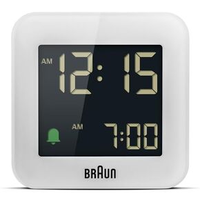 Braun Digital Travel Alarm Clock with Snooze, Compact Size, Negative LCD Display, Quick Set, Crescendo Beep Alarm in Black, Model BC08B (1-Pack)