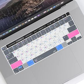Keyboard Cover Skin for 2023 MacBook Pro 13 Inch A2338 M2 M1/A2251/A2289,2019 MacBook Pro 16 Inch A2141 with Touch Bar& Magic Keyboard,Mac OS X Shortcut,MacBook Pro 13 16 Inch Accessories-Bule&White