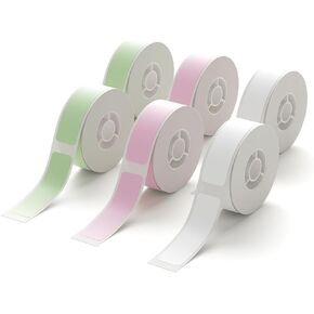 NIIMBOT D11 Label Maker Tape 6Rolls Adhesive White Label Paper 0.47" X 1.57" (12 X 40mm) 160 Labels/Roll, Compatible for NIIMBOT D11 D110 Label Printer, Thermal Paper Black on White, 6-Roll