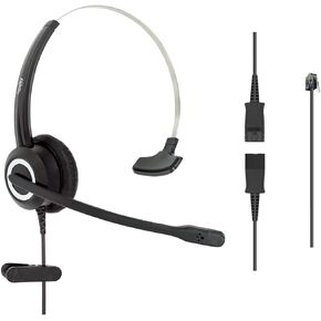 Office Phone Headset HD Voice for Aastra Avaya Allworx AltiGen Digium IPitomy Telephones, RJ9 & 3.5mm Adapter Cable (Binaural)