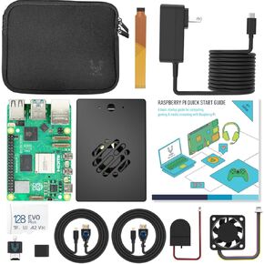 Vilros Raspberry Pi 5-4GB Starter Kit - Turbo Cooled MAX Edition - 128GB Memory (Aluminum Black)