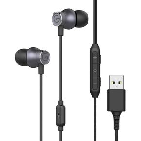 USB Earbuds with Microphone for PC, USB Gaming Earbuds for PC Laptop Desktop Notebook PS5 PS4, Noise Cancelling Mic Wired Earphones for Zoom, Team Working, Meeting Online Work, Music 2M/6.6FT