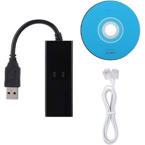 Data Modem, USB 2.0 External Dial Up Voice Fax Data Modem Fit 56K Download Speeds Supports Caller ID for Win7 Win8 Win10 XP