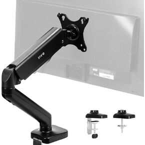 VIVO Dual Monitor up to 32 inches and 19.8 lbs per Screen, Pneumatic Arm Desk Mount, Articulating Counterbalance, VESA Stand, Classic, STAND-V002O