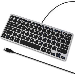 Ultra-Slim 78keys USB Mini Wired Keyboard with Media Hotkeys for Apple Mac Pro, MacBook 56Pro/ iMac, Air, Mac Mini, Laptop Computers, Windows Desktop PC 11/10/8/7 (All Black)