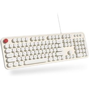 Wired Keyboard, 104 Keys Full-Sized Typewriter Keyboards, USB Office Keyboard with Number Pad, Caps Indicators, Foldable Stands for Windows, PC, Laptop, Desktop (Purple Colorful)