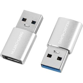 USB A to USB C OTG Adapter (2 Pack), USB 3.0 for High Speed Data Transfer, Support Fast Charging, Compatible with Laptop, Desktop, Charger and Many USB Devices