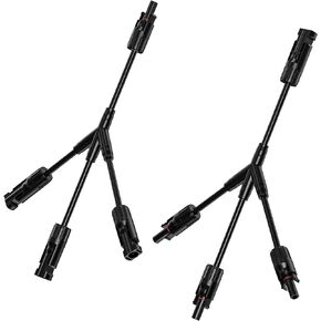 1 Pair of Solar Connectors Y Branch Parallel Adapter Cable, Power Solar Cable for Solar Panel, 30A 1000V Y-Branch Cable with CE and TUV Certification, Y Parallel Solar Wire in Pair (1*M/FFFF+1*F/MMMM)
