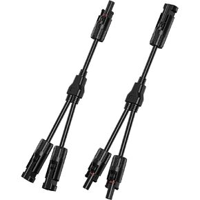 1 Pair of Solar Connectors Y Branch Parallel Adapter Cable, Power Solar Cable for Solar Panel, 30A 1000V Y-Branch Cable with CE and TUV Certification, Y Parallel Solar Wire in Pair (1*M/FFFF+1*F/MMMM)