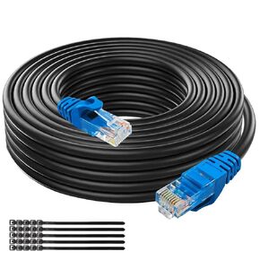 Cat6 Ethernet Cable 40Ft Cat6 Outdoor&Indoor Heavy Duty Direct Burial Patch Cable with 25 Cable Ties