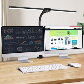 Double Head LED Desk Lamp Modern Architect Desk Lamp for Monitor Studio Reading Home Office, 24W Brightest Workbench Lighting-5 Color Modes and 5 Dimmable Eye Protection