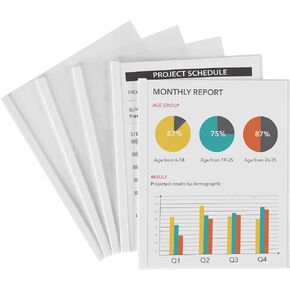 Avery Clear Report Covers with Sliding Bars, White Binding Bars, Holds up to 20 Sheets, 50 Report Covers (47710)