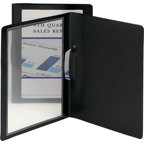 Smead Frame View Poly Report Cover with Swing Clip Side Fastener, 1/2" Capacity, Letter Size, Black/Clear Front, 5 per Pack (86043)