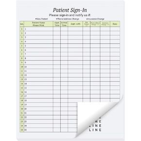 50 Pack Patient Sign in Sheets, HIPAA Compliant, 3 Part Carbonless Patient Sign in Forms, Peel Off Adhesive Sign in Sheet for Medical Offices, Doctors, Clinic, 1250 Labels