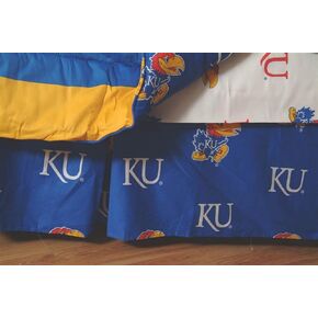 College Covers Everything Comfy Kansas Jayhawks Dust Ruffle Bed Skirt, Queen