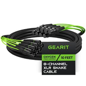 GearIT 8-Channel XLR Snake Cable (30 ft) - 100% Oxygen-Free Copper Snake Wire, Channel Labels, Metal XLR Connectors for Pro Audio - 30 Feet