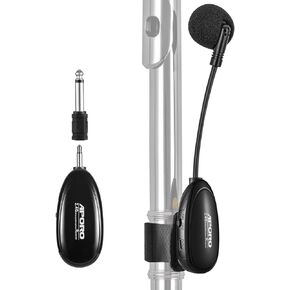 2.4G Wireless Flute Microphone Tie on Music Instruments Microphone, Wireless Receiver and Transmitter, for Flute and More