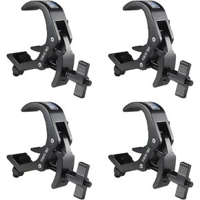Truss Clamp Stage Light Clamp, 4PCS GZhuoNan Professional 38-60 mm Aluminium Black Light Clamps with TUV Certified, Heavy Duty 220LB Lighting Clamps, Fit for 1.5-2.4 Inch OD Tube/Pipe