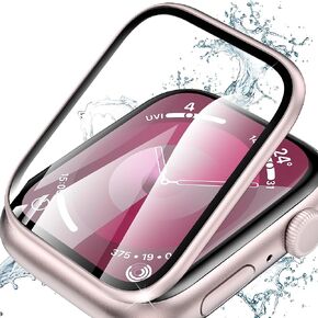 YMHML عبوتان لواقي شاشة Apple Watch 41 مم السلسلة 9 8 7، ممتص للصدمات من التيتانيوم مع زجاج مقسى، [ترقية صفر فقاعة] غطاء كامل شفاف مقاوم للماء عالي الدقة لملحقات iWatch، ضوء النجوم
