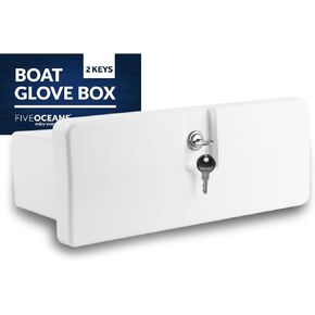 Five Oceans Boat Glove Box, Lockable with 2 Keys, High-Impact and UV-Resistant White ABS Palstic - FO2894