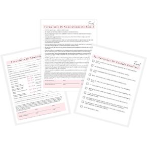 Spanish Facial Consent Form, Intake Form, Aftercare Form | 75 Pack | 8.5x11" inch Paper Size Form | Formularios Faciales Para Clientes | 25 Consent Forms, 25 Client Intake Forms, 25 Aftercare Forms