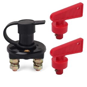 LotFancy Battery Disconnect Switch, 2Pcs 6V 12V 24V Battery Isolator Power Kill Switch for Marine Car Boat RV ATV Vehicles, with Waterproof Key and Cover