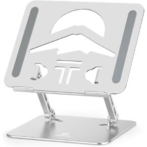 Laptop Stand Adjustable Laptop Holder for Desk, Foldable Laptop Riser Portable Computer Stand Compatible with MacBook, Lenovo, HP and All Laptops up to 15.6 inches Silver