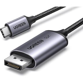 UGREEN USB C to DisplayPort 2.1 Cable 40Gbps 16K@30Hz 8K@120Hz Thunderbolt 4/3 to DisplayPort Cord Alu Braided Compatible iPhone 15 Pro Max, Galaxy S24, MacBook Pro/Air, iPad, Mac Mini, XPS 17, 6.6FT