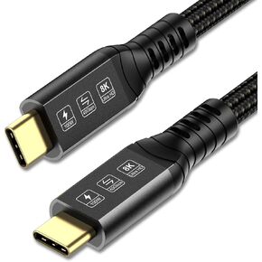 Cable for Thunderbolt 4 40Gbps, USB-C Cable Flexible Supports 100W Charging / 8K@60Hz Video Compatible with Mac Studio M1 Max/Ultra and USB4 Devices, Black (1M)