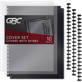 GBC ZipBind Pre-Punched Cover Set, Clear/Black, 10-Pack (26003)