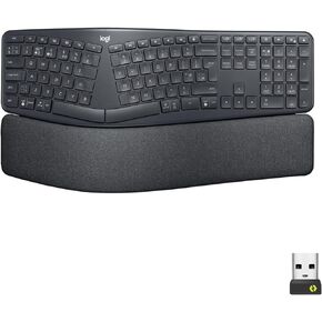 Logitech Ergo K860 Wireless Ergonomic Keyboard with Wrist Rest - Split Keyboard Layout for Windows/Mac, Bluetooth or USB Connectivity (Renewed)